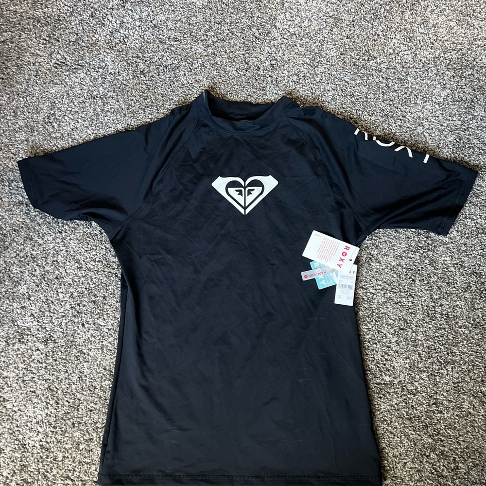 XL Youth Roxy Black Logo Rash Guard